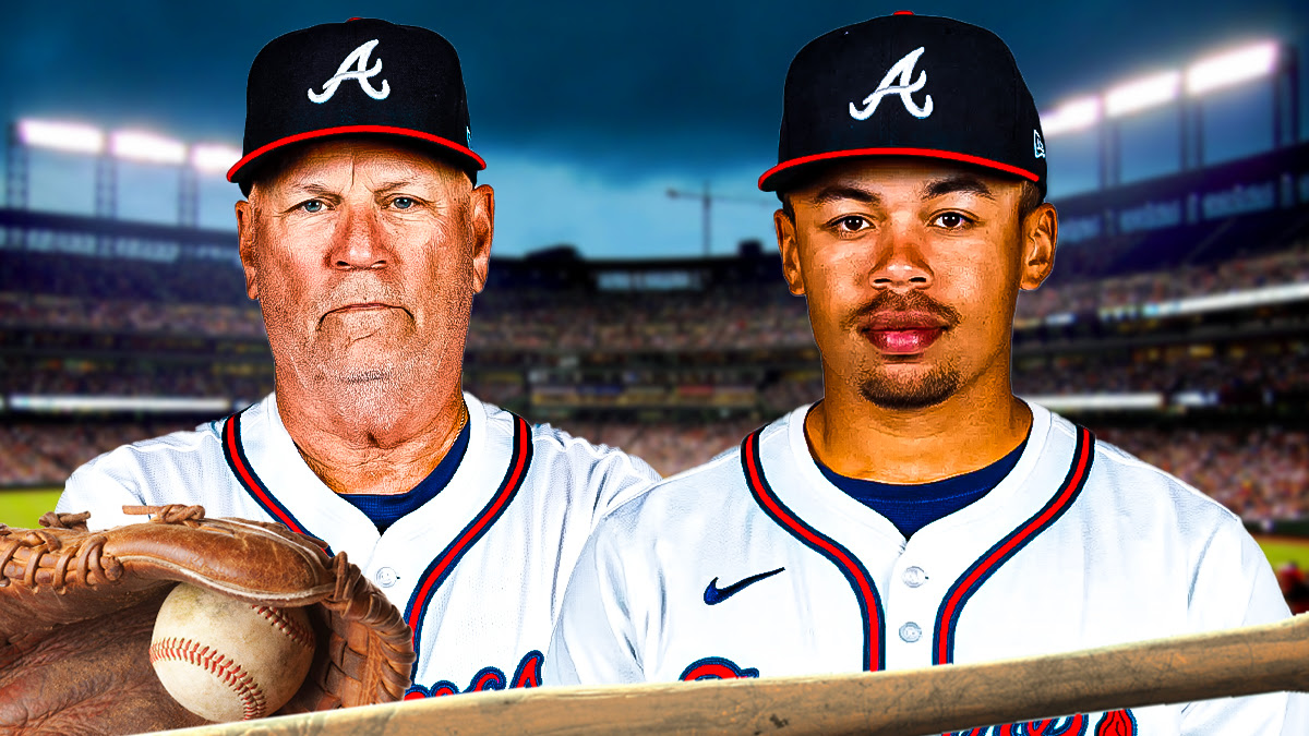 Braves manager Brian Snitker next to Braves C Drake Baldwin