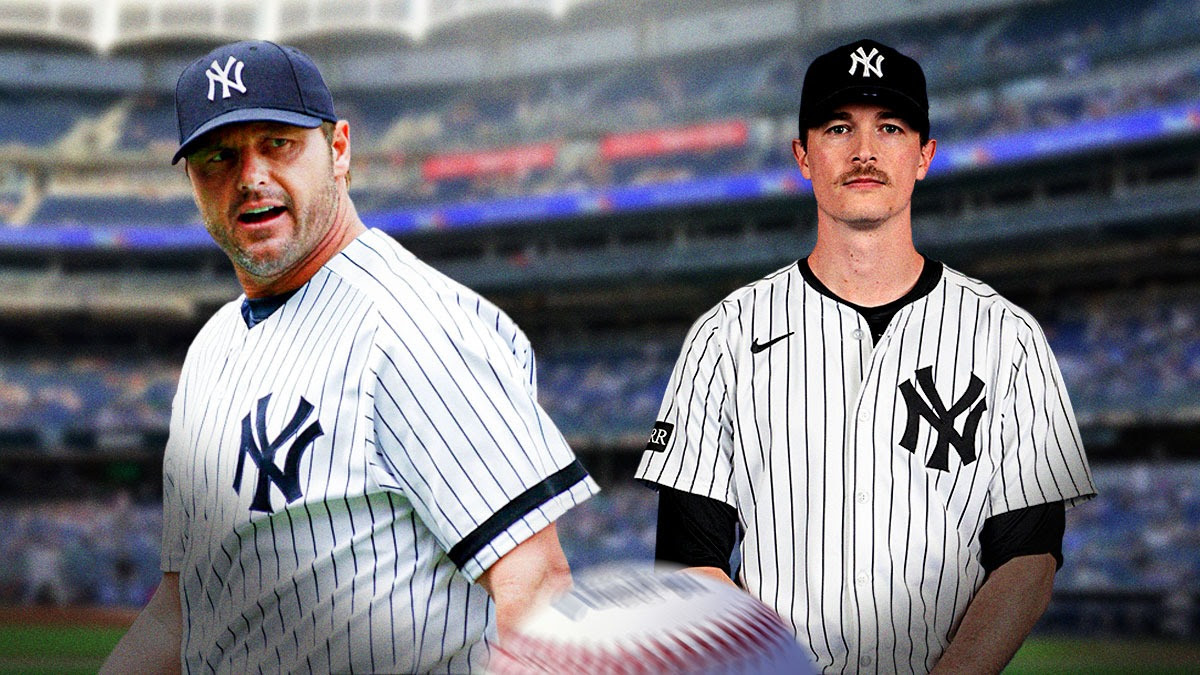 Yankees P Max Fried next to Yankees P Roger Clemens