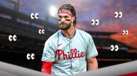 Phillies 1B Bryce Harper surrounded by eye emoji