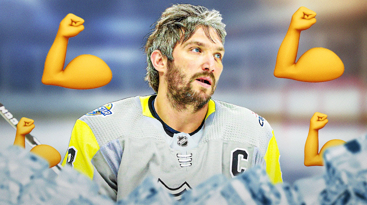 Capitals' Alexander Ovechkin surrounded by flexing muscle emoji