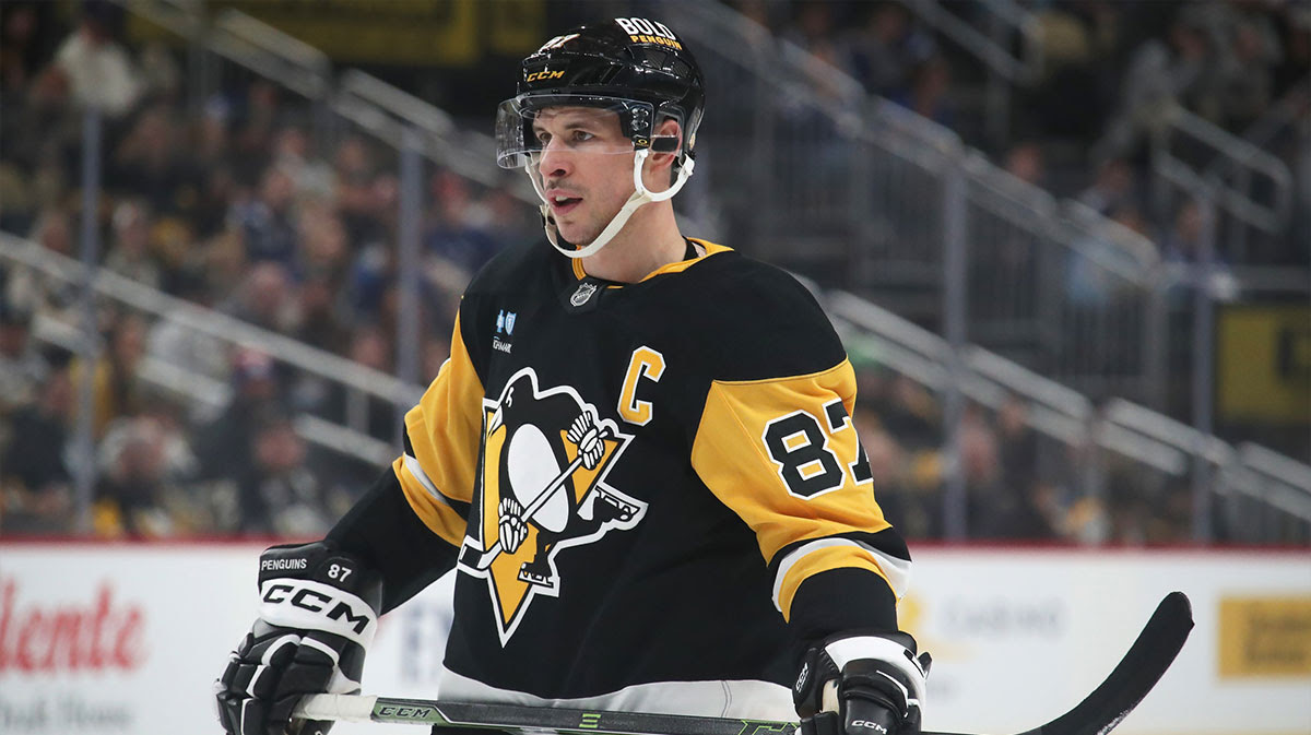 Pittsburgh Penguins center Sidney Crosby (87) looks on against the Toronto Maple Leafs during the first period at PPG Paints Arena.