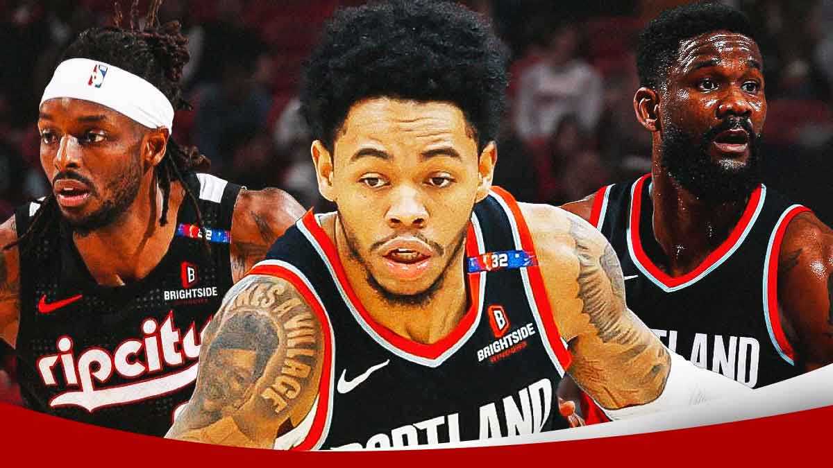 Blazers' Jerami Grant, Anfernee Simons, and Deandre Ayton all looking serious