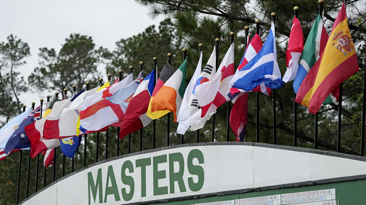 A general view of the Masters score board during a practice round for the Masters Tournament at Augusta National Golf Club