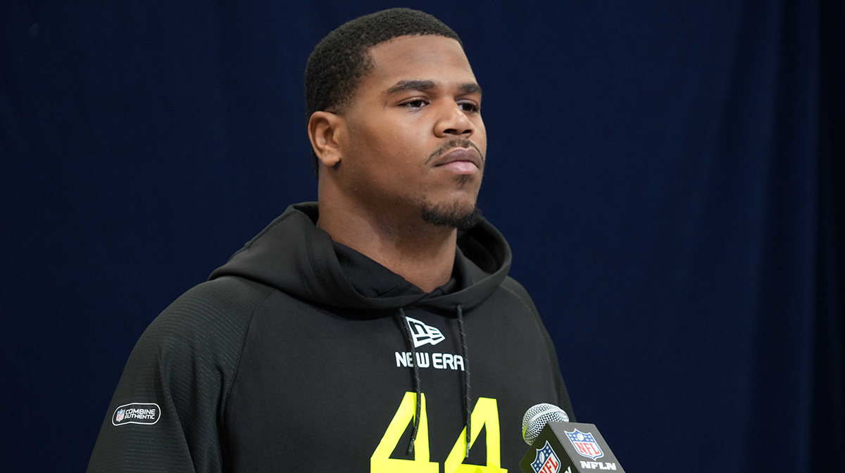Penn State defensive lineman Abdul Carter (DL44) during the 2025 NFL Scouting Combine at the Indiana Convention Center