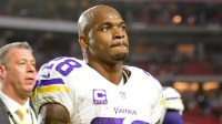 Minnesota Vikings running back Adrian Peterson (28) looks on after leasing 23-20 to the Arizona Cardinals at University of Phoenix Stadium.