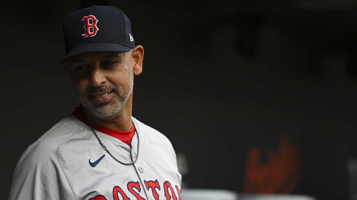 Aug 16, 2024; Baltimore, Maryland, USA; Boston Red Sox manager Alex Cora (13) stands in the dugout during the first inning of the game against the Baltimore Orioles at Oriole Park at Camden Yards. Mandatory Credit: Tommy Gilligan-Imagn Images Alex Bregman off to hot start.