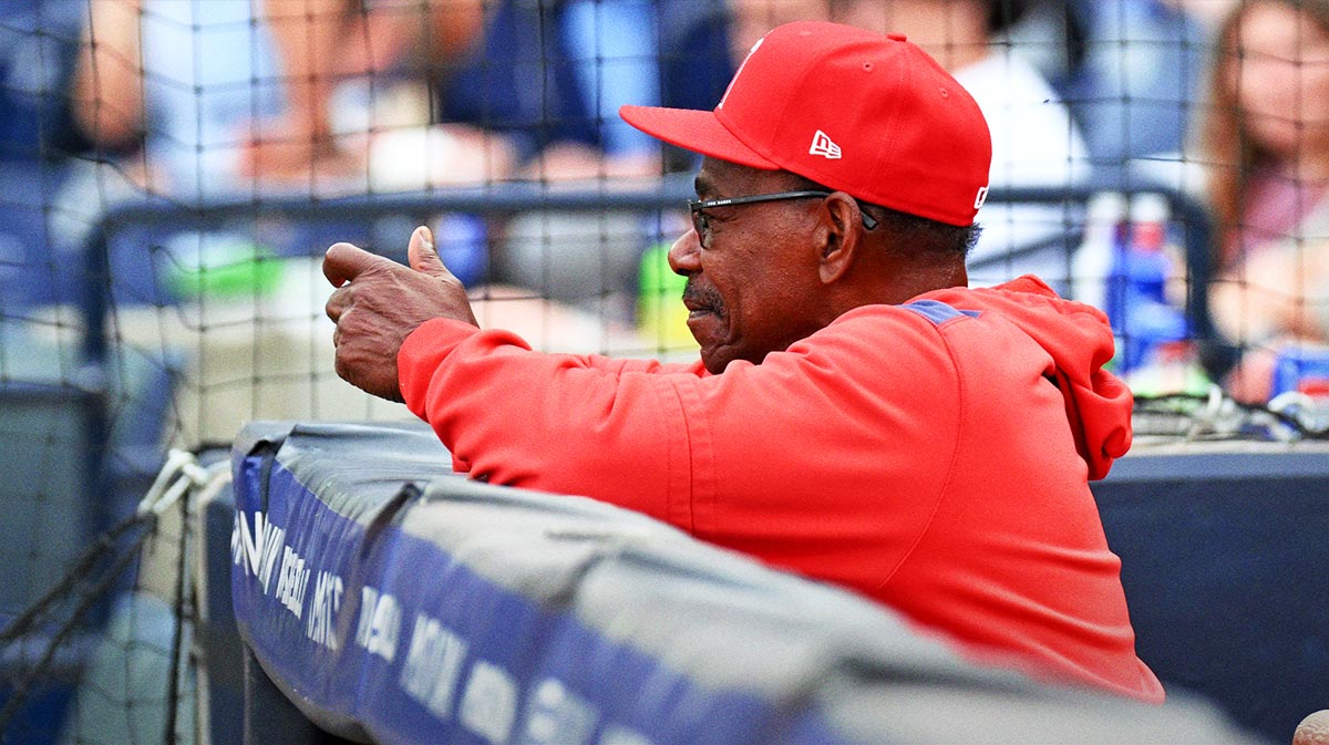 Los Angeles Angels manager Ron Washington (37) prepares for the start of the game against the Tampa Bay Rays at George M. Steinbrenner Field.