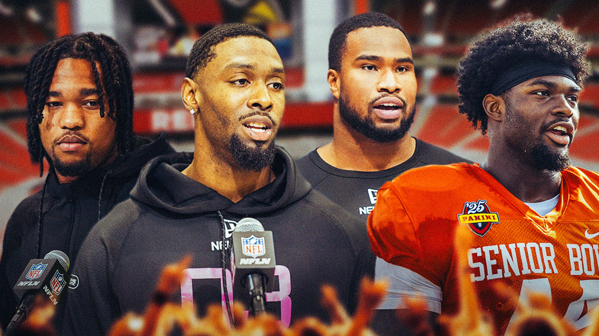 Mike Green, Trey Amos, Vernon Broughton, Harold Fannin Jr all beside each other, Arizona Cardinals wallpaper in the background