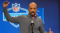 Atlanta Falcons general manager Terry Fontenot speaks during the NFL Scouting Combine at the Indiana Convention Center.