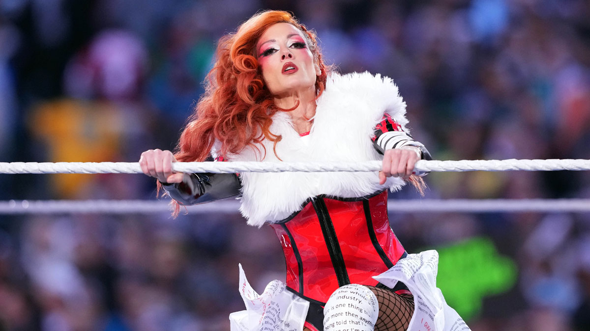 Becky Lynch, who recently claimed she is retired from WWE, making her entrance at WrestleMania 40.