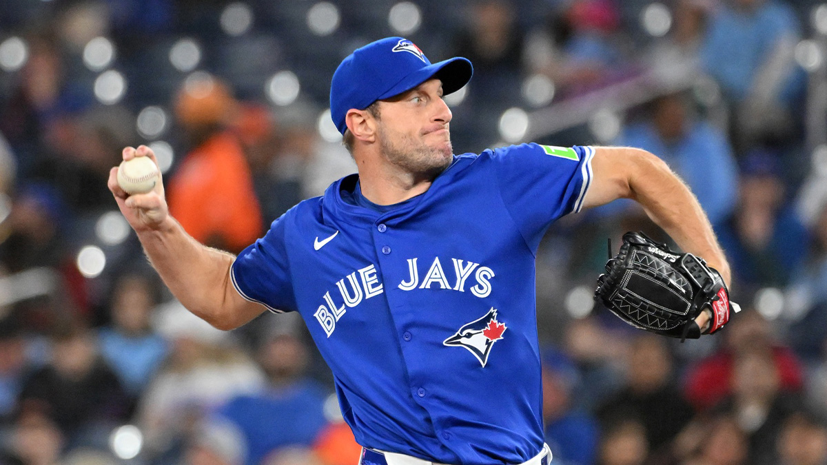 Toronto Blue Jays starting pitcher Max Scherzer (31) delivers a pitch against the Baltimore Orioles in the first inning at Rogers Centre.