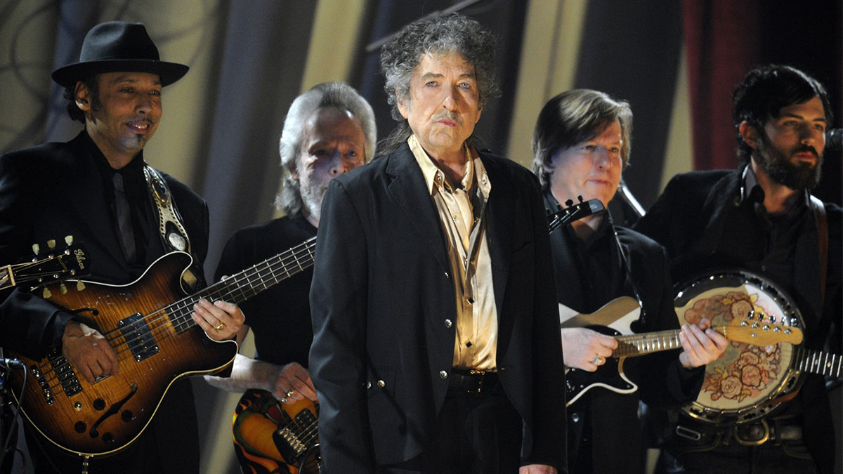 Bob Dylan performing at the Grammys in 2011.