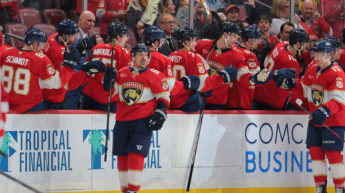 Brad Marchand’s immediate reaction to scoring 1st goal with Panthers