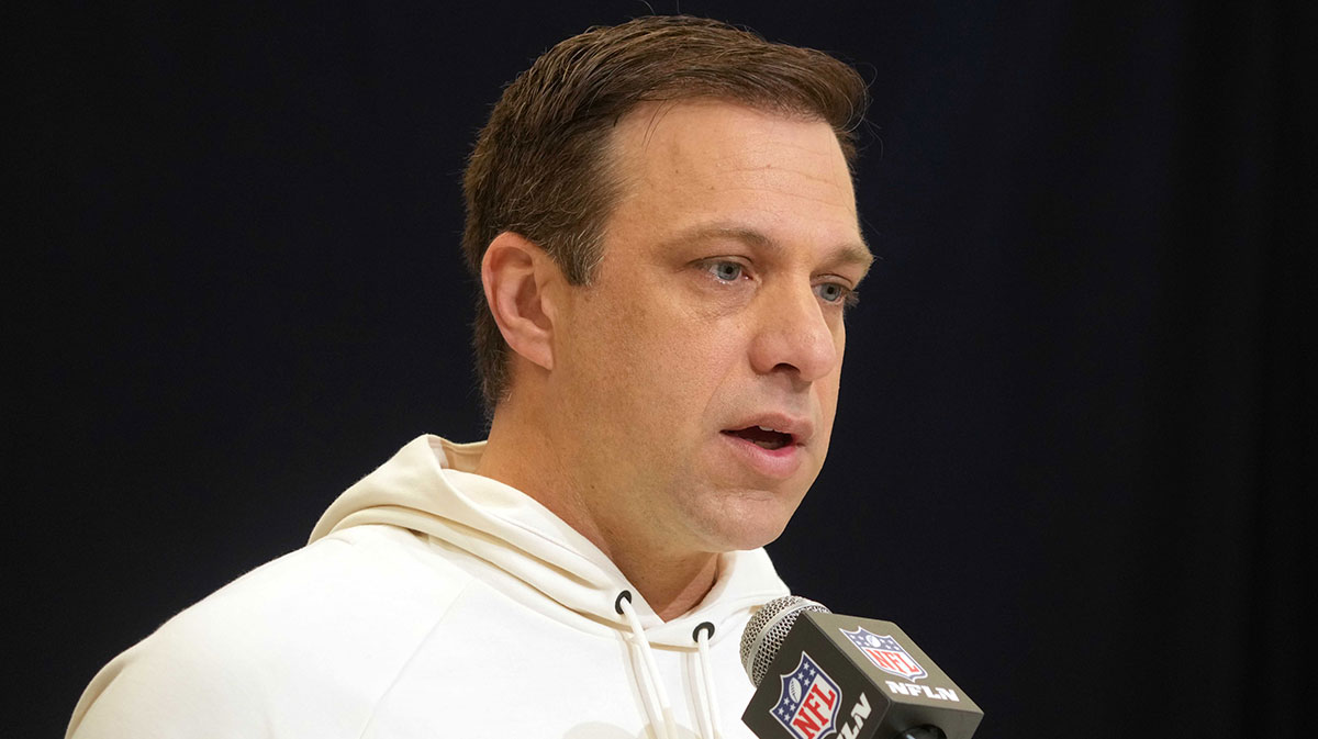 Kansas City Chiefs general manager Brett Veach speaks during the NFL Scouting Combine at the Indiana Convention Center.