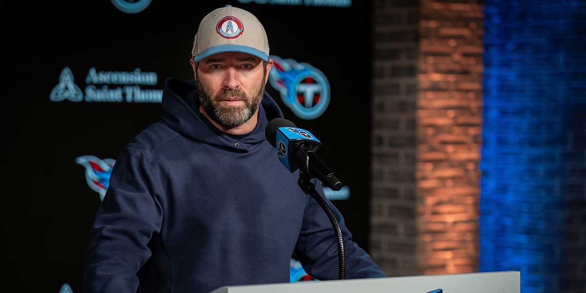 Tennessee Titans head coach Brian Callahan speaks during a press conference at Ascension Saint Thomas Sports Park in Nashville, Tenn., Monday, Jan. 6, 2025.