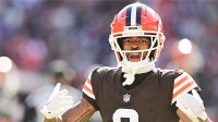 Cleveland Browns cornerback Greg Newsome II (0) celebrates during the second half against the Baltimore Ravens at Huntington Bank Field.