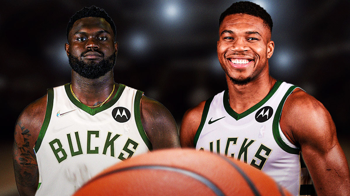 Zion Williamson and Giannis Antetokounmpo both in Bucks jerseys