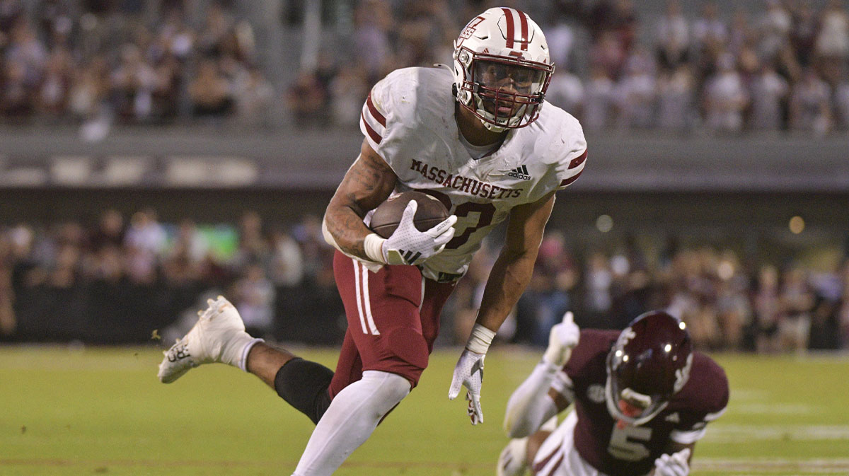 Massachusetts Minutemen running back CJ Hester (33) runs the ball against the Mississippi State Bulldogs during the fourth quarter at Davis Wade Stadium at Scott Field.