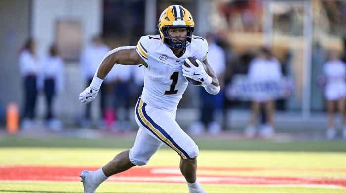 California Golden Bears running back Jaydn Ott (1) runs with the ball against the Southern Methodist Mustangs during the first half at Gerald J. Ford Stadium.
