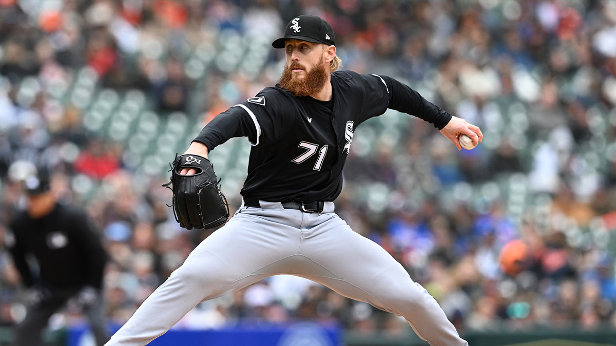 Chicago White Sox pitcher Cam Booser (71) pitches against the Detroit Tigers in the eighth inning at Comerica Park.