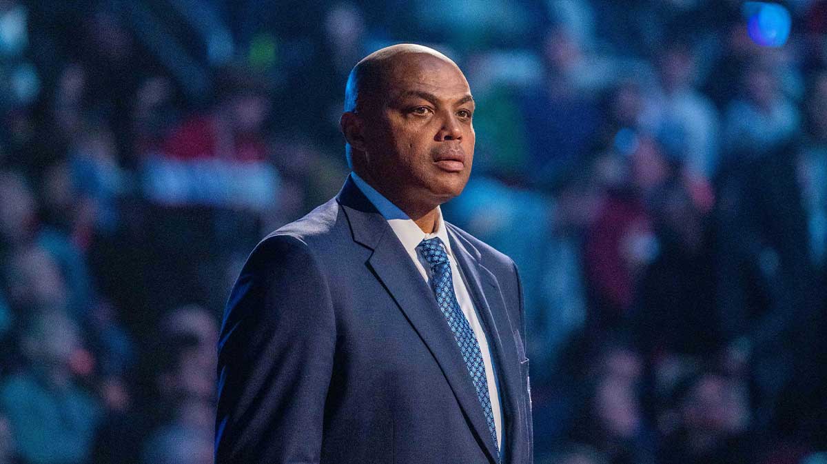 February 20, 2022; Cleveland, Ohio, USA; NBA great Charles Barkley is honored for being selected to the NBA 75th Anniversary Team during halftime in the 2022 NBA All-Star Game at Rocket Mortgage FieldHouse. Mandatory