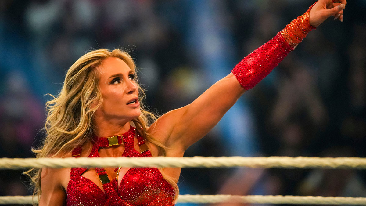 Charlotte Flair after winning the 2025 WWE Royal Rumble, who is now in a feud with Tiffany Straton heading into WrestleMania 41.