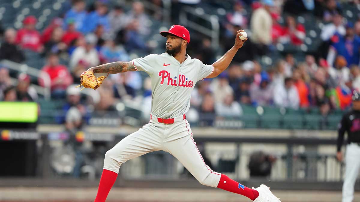Philadelphia Phillies pitcher Christopher Sanchez (61) delivers a pitch against the New York Mets during the first inning at Citi Field.