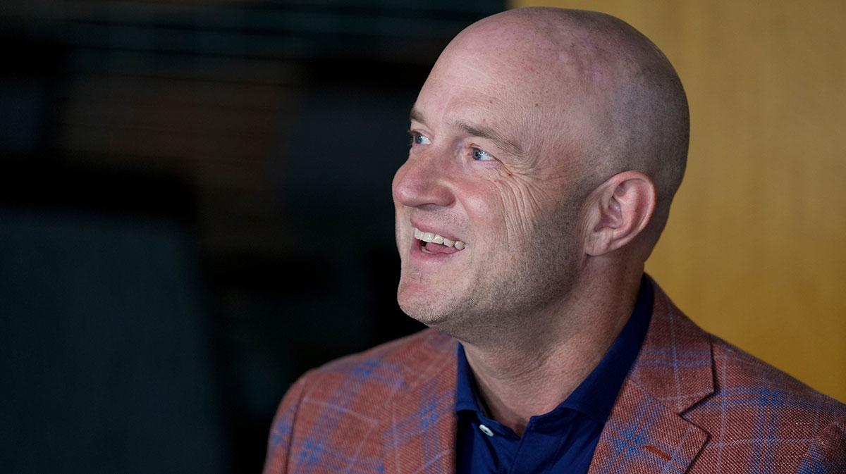 Duke Tobin, director of player personnel, takes questions from reporters during the annual Cincinnati Bengals season kickoff luncheon at Paycor Stadium in downtown Cincinnati on Monday, July 22, 2024.