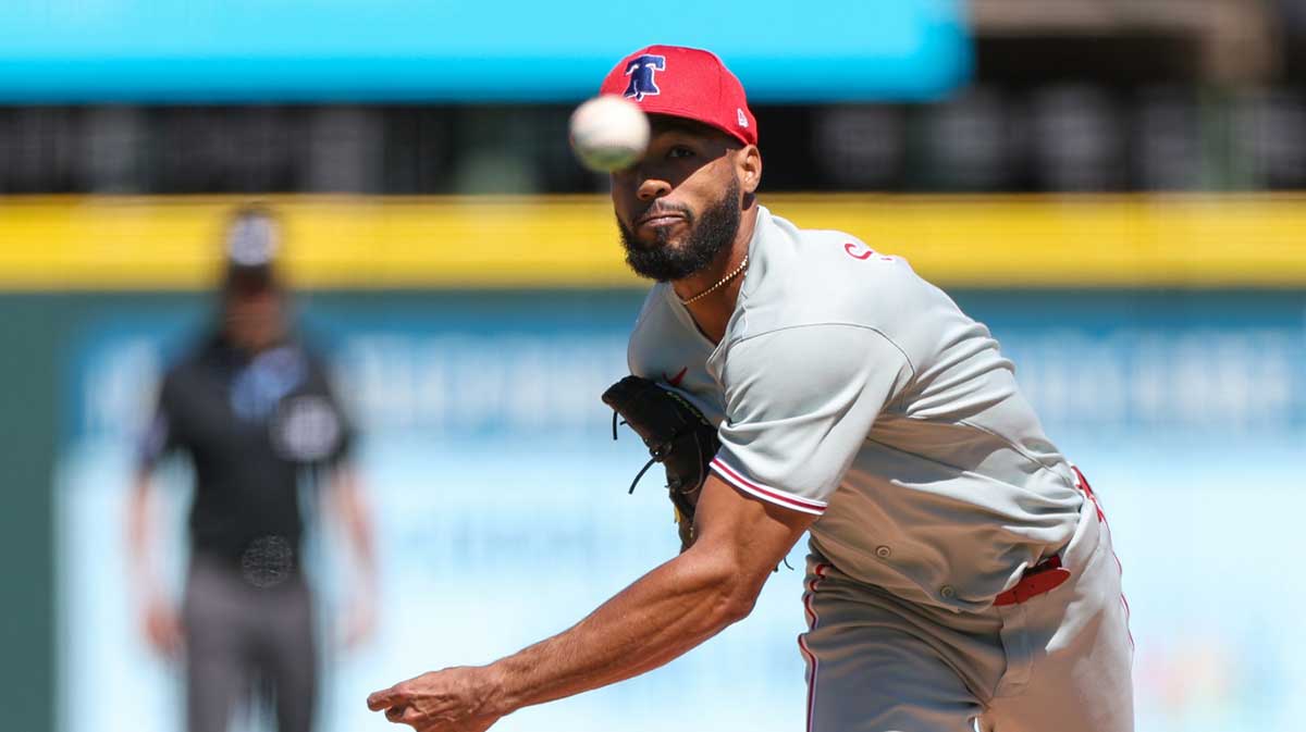 Mar 7, 2025; Bradenton, Florida, USA; Philadelphia Phillies pitcher Cristopher Sanchez (61) throws a pitch against the Pittsburgh Pirates in the first inning during spring training at LECOM Park. Mandatory Credit: Nathan Ray Seebeck-Imagn Images