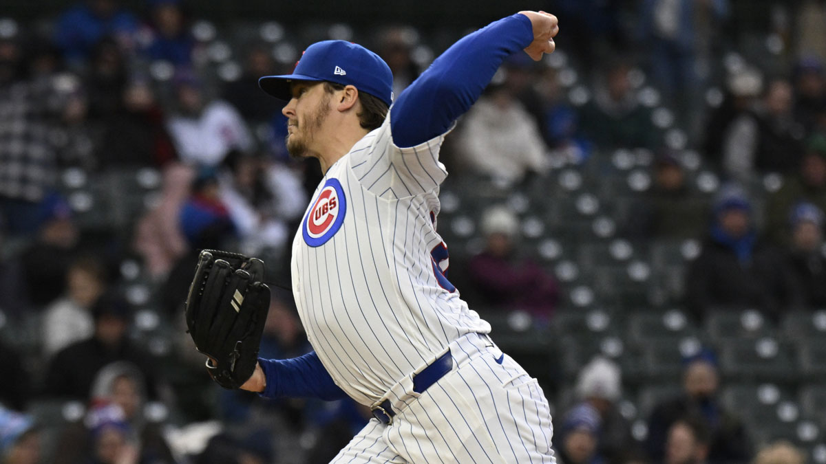 Chicago Cubs pitcher Justin Steele (35) delivers against the Texas Rangers during the first inning at Wrigley Field.