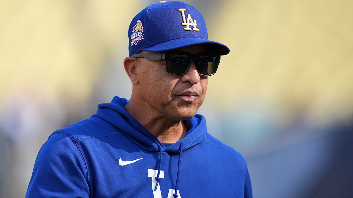 Dave Roberts, who was praised by President Donald Trump during the Dodgers' World Series White House visit, before game against the Tigers.
