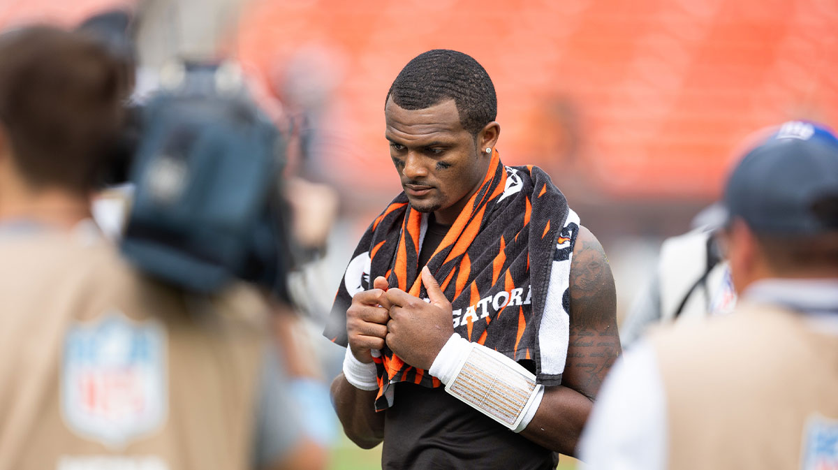 Cleveland Browns quarterback Deshaun Watson (4) after the game against the New York Giants at Huntington Bank Field.