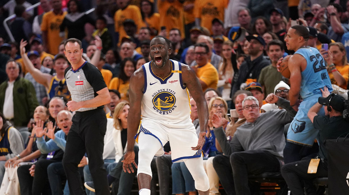 Golden State Warriors power forward Draymond Green, who recently gave a glowing review of Ryan Coogler's movie Sinners, after being called for a foul.
