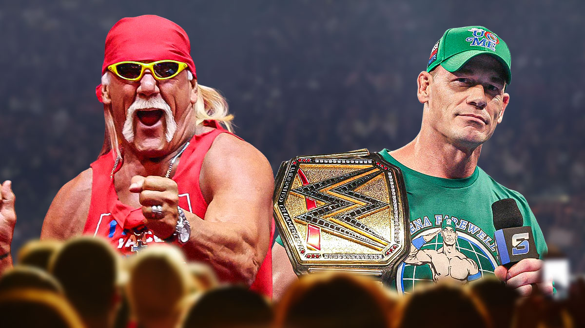 Hulk Hogan next to WrestleMania 41 John Cena.