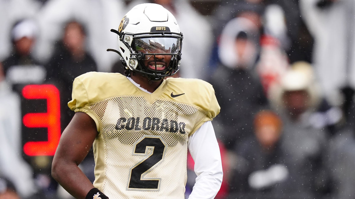 Colorado Buffaloes quarterback Shedeur Sanders (2) during a spring game event at Folsom Field.