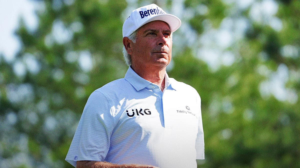 Fred Couples looks on during the first round of the Masters Tournament.