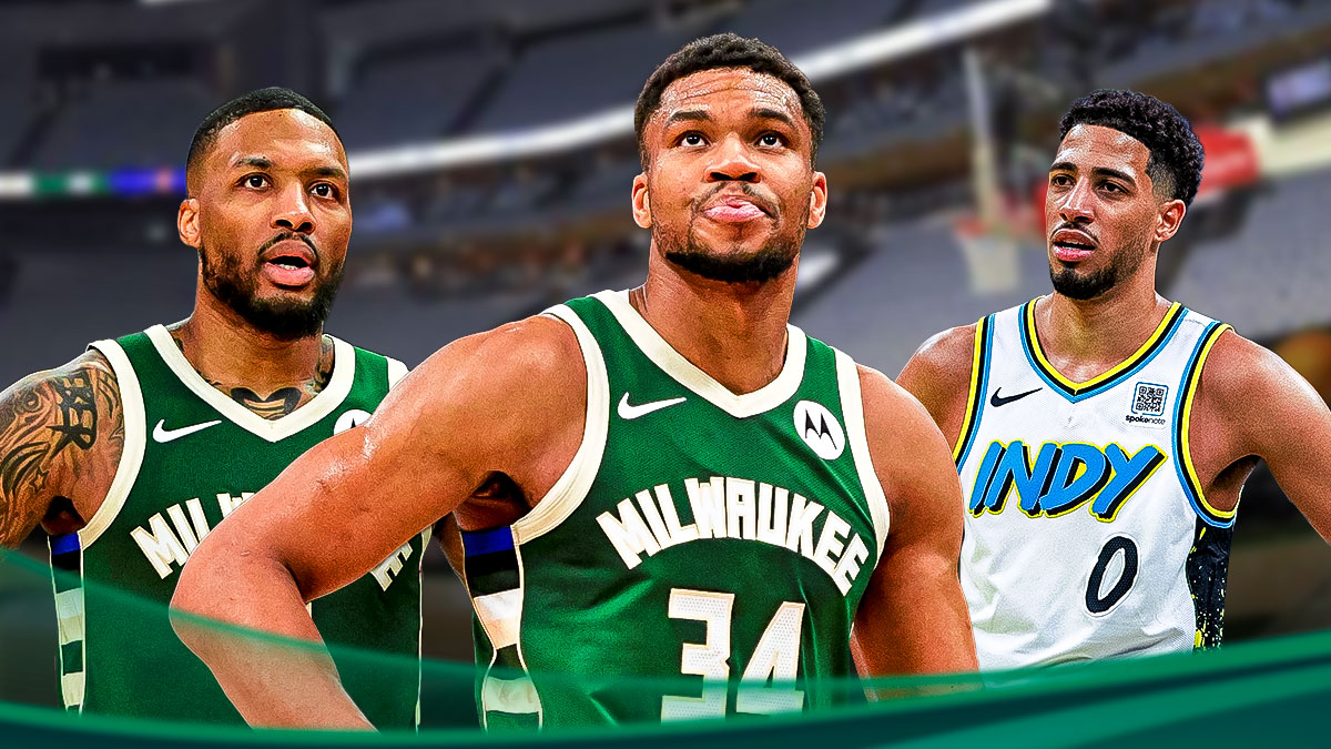 Giannis Antetokounmpo, Damian Lillard Milwaukee Bucks, Indiana Pacers, Tyrese Haliburton