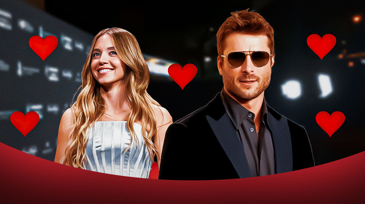 Sydney Sweeney, who just split from her fiancé Jonathan Davino, next to Glen Powell, whose mom denied the dating rumors after they were seen at Glen's sister's wedding together.