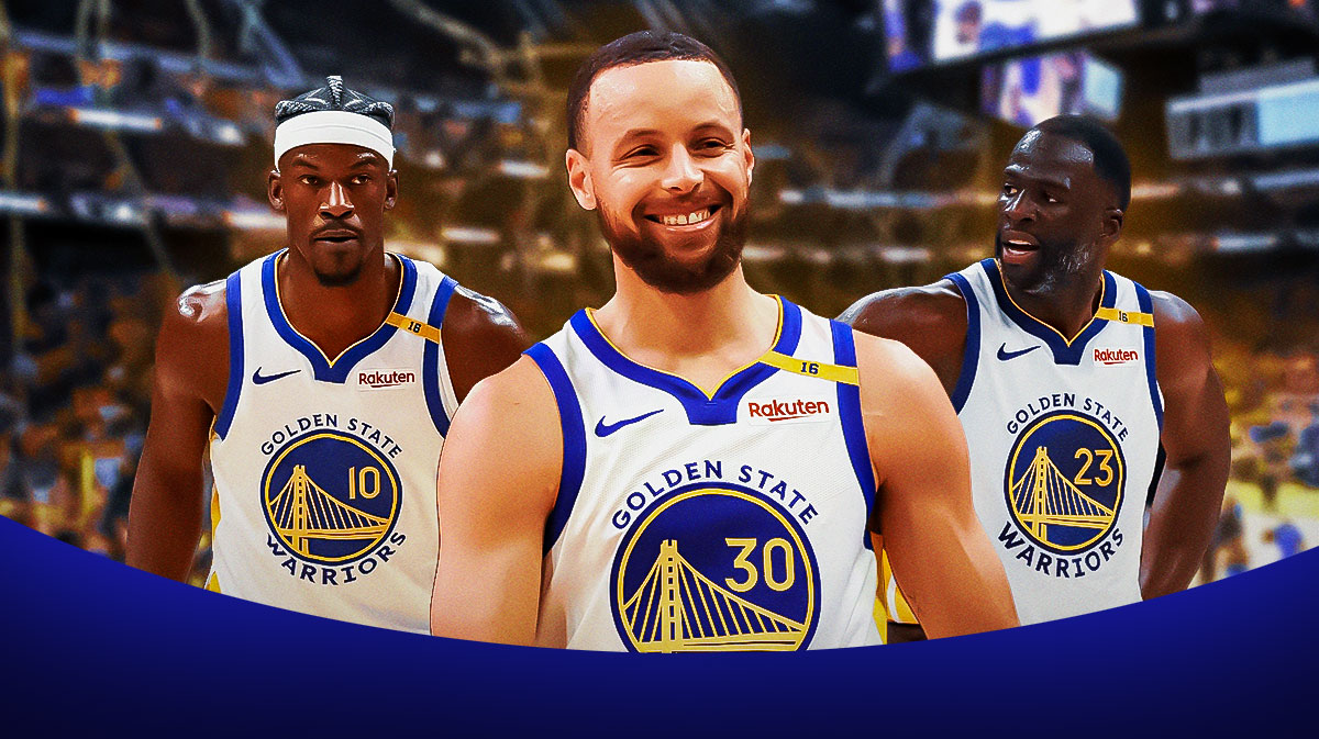 Stephen Curry, Draymond Green, and Jimmy Butler shining like gold