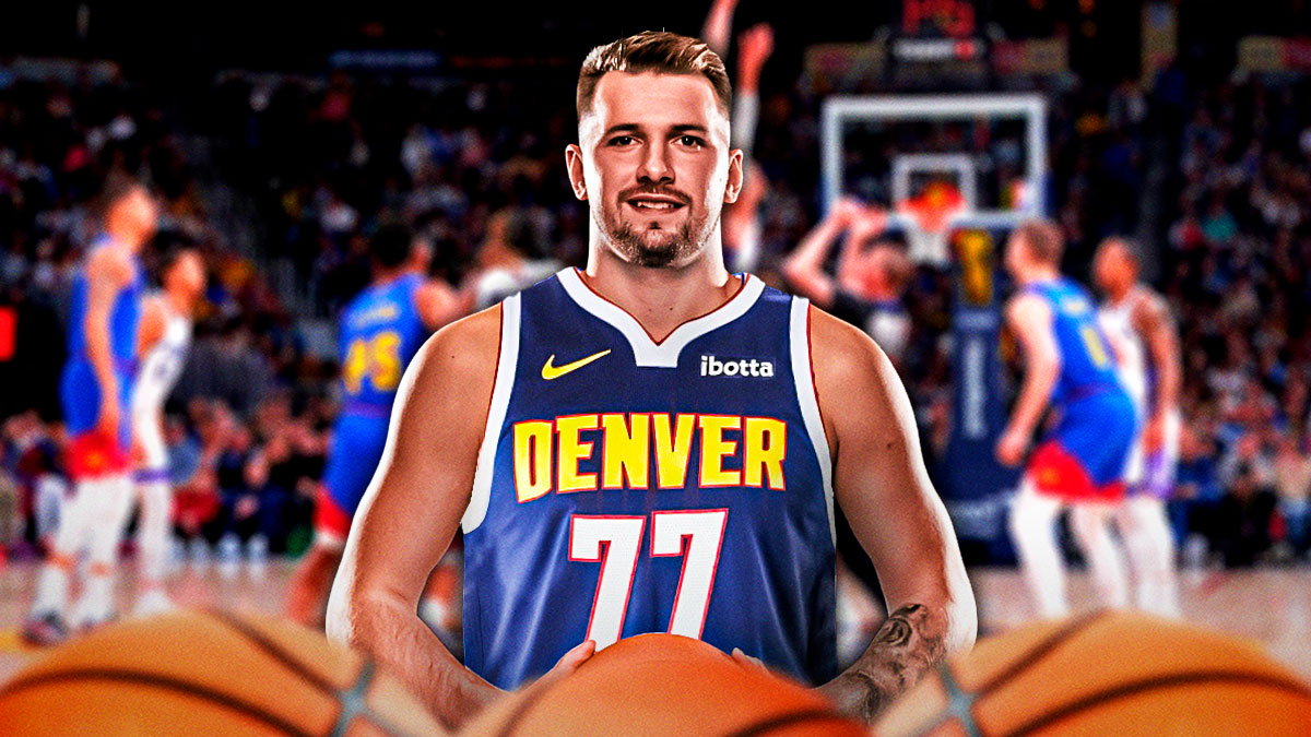 Luka Doncic photoshopped in Nuggets jersey.