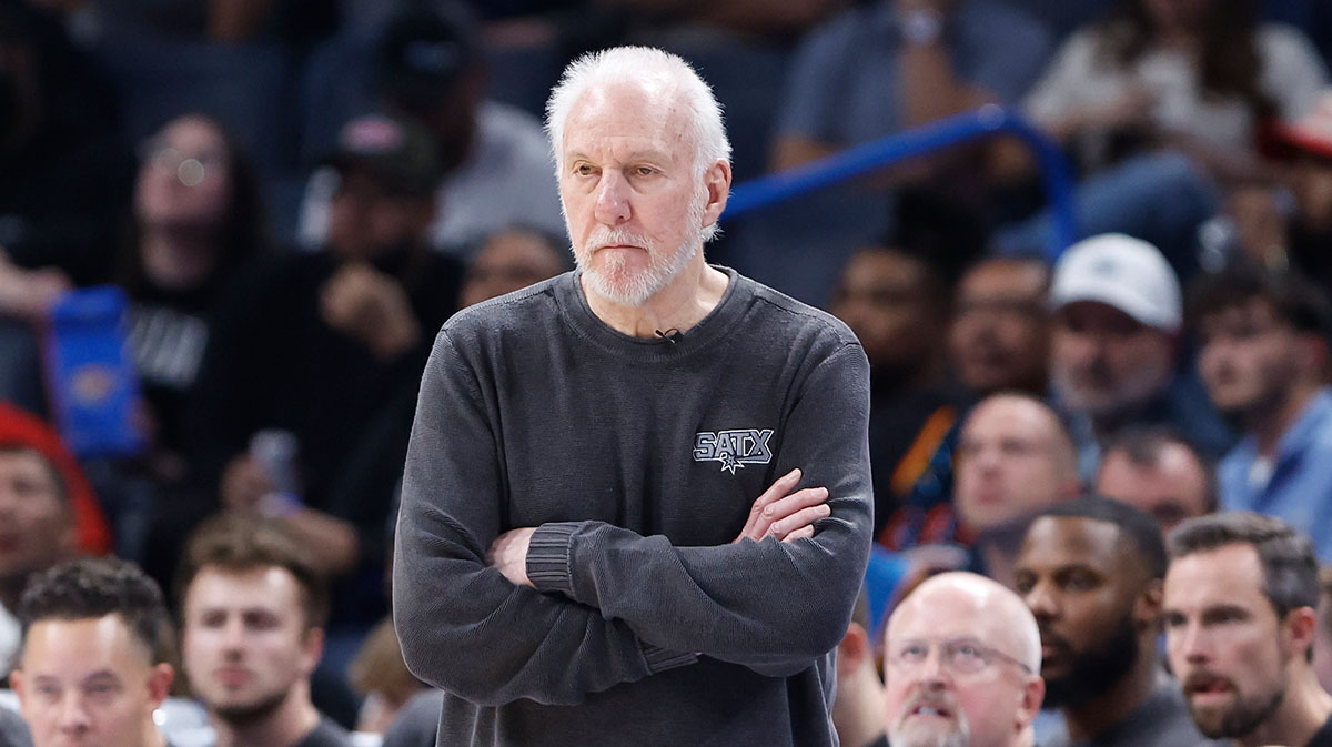 San Antonio Spurs head coach Gregg Popovich watches his team play against the Oklahoma City Thunder during the second half at Paycom Center.