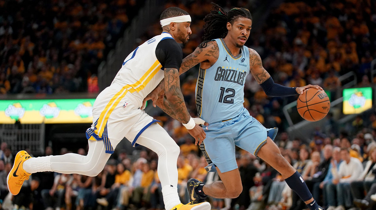 Grizzlies guard Ja Morant (12) dribbles the ball