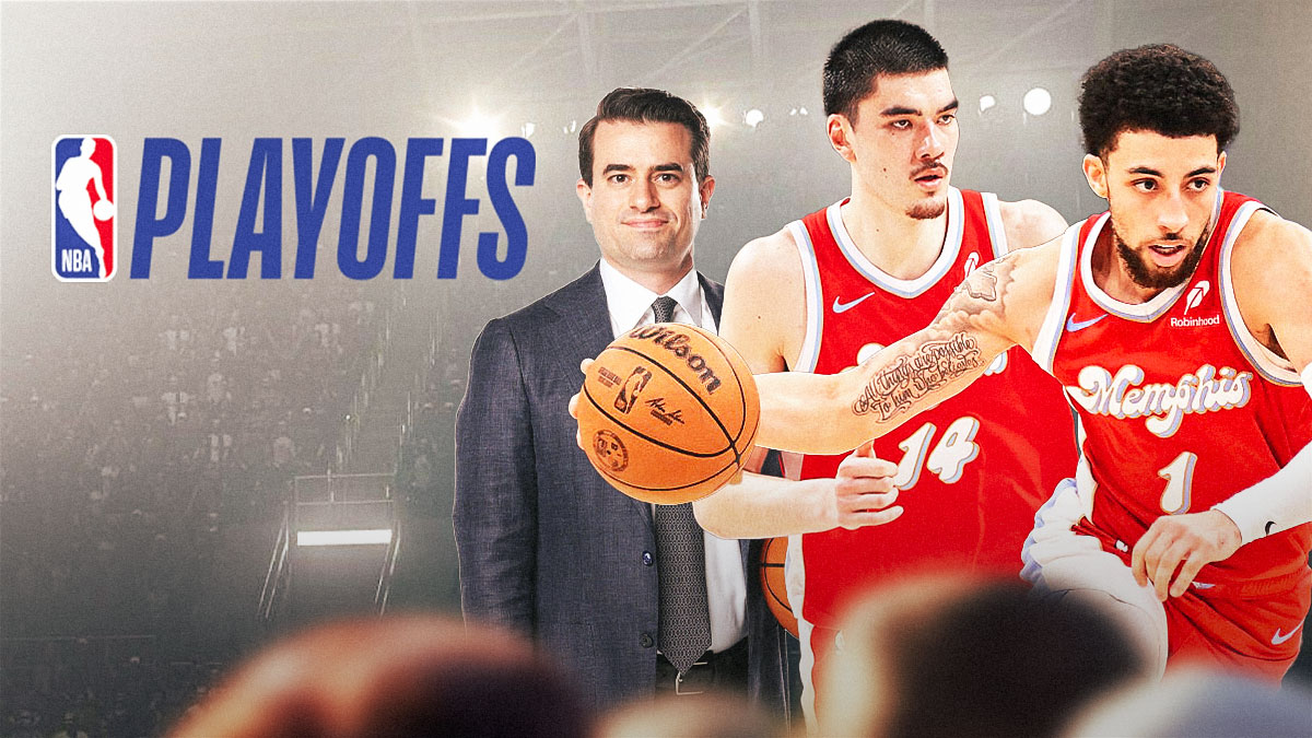 Grizzlies EVP Zach Edey, Scotty Pippen Jr., Zach Kleiman, NBA Playoffs logo