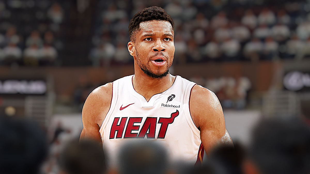 Giannis Antetokounmpo photoshopped in Heat jersey