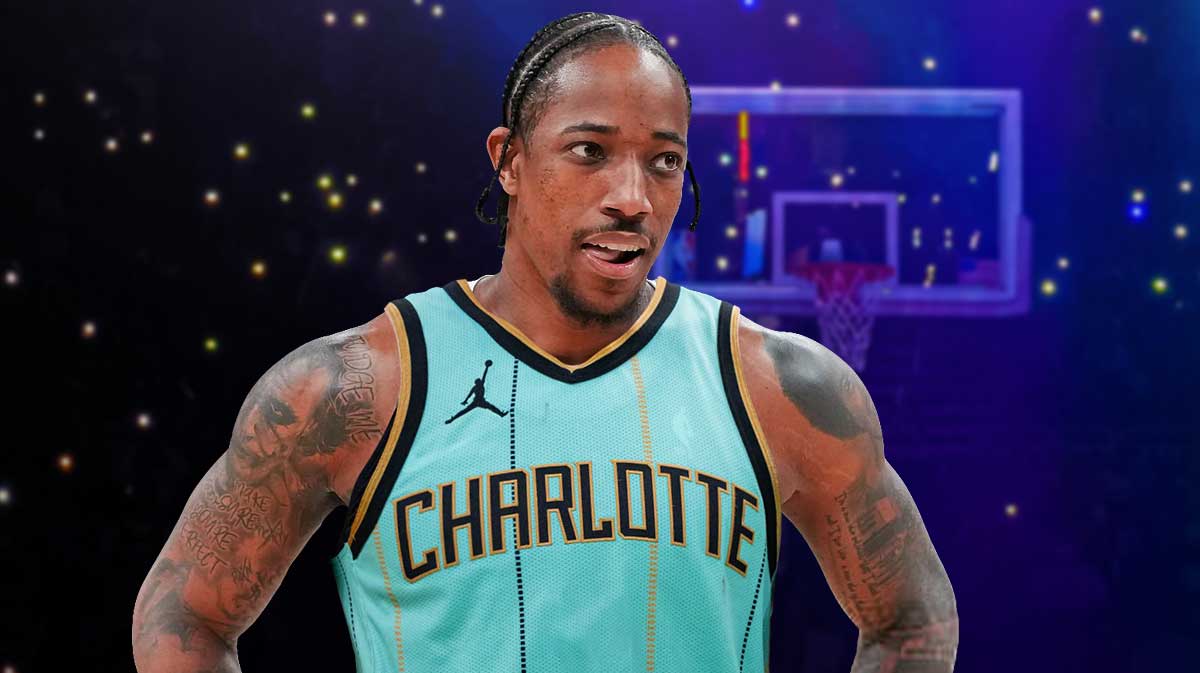 DeMar DeRozan photoshopped in Hornets jersey.