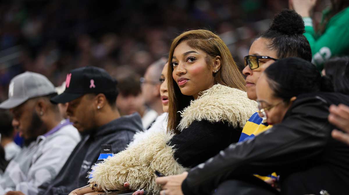 Chicago Sky forward Angel Reese attends a NBA game between the Boston Celtics and Orlando Magic at Kia Center.