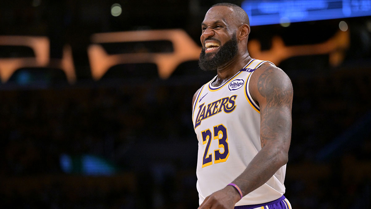Los Angeles Lakers forward LeBron James (23) on the court during the game against the Minnesota Timberwolves at Crypto.com Arena.