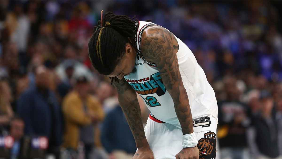 Memphis Grizzlies guard Ja Morant (12) waits to shoot a free throw during the second quarter against the Oklahoma City Thunder during game three for the first round of the 2024 NBA Playoffs at FedExForum.