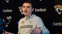 Jacksonville Jaguars general manager James Gladstone speaks during a press conference at Miller Electric Center Tuesday, April 15, 2025 in Jacksonville, Fla.