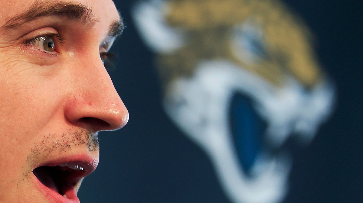 Jacksonville Jaguars general manager James Gladstone speaks during a press conference at Miller Electric Center Tuesday, April 15, 2025 in Jacksonville, Fla.